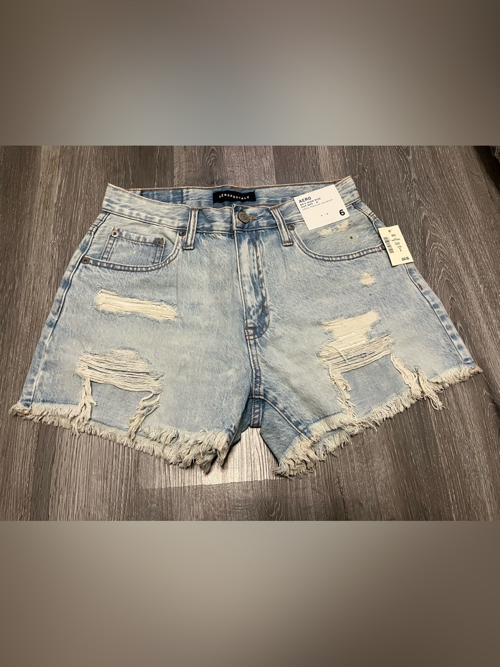 Aeropostale Light Wash high Rise Distressed Denim Shorts